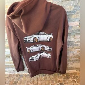 Brown Hoodie with Car Graphics